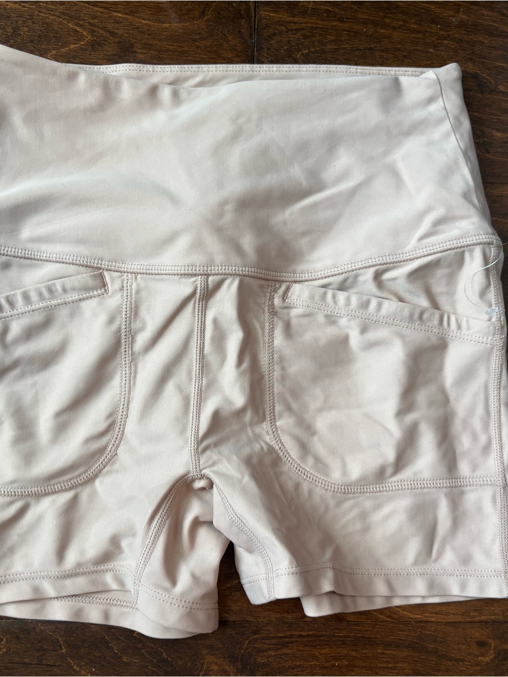 Free People Movement High-Waist Biker Shorts in Light Beige XS